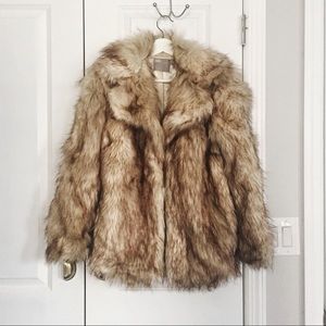 PETITE Vintage Faux Fur Coat